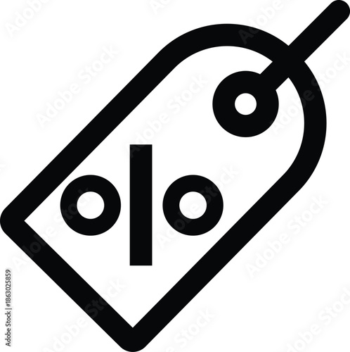 Black tag with percentage symbol and two circles
