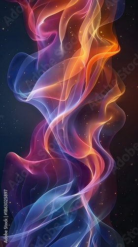 Swirling Colorful Smoke with Glittering Particles abstract Photo