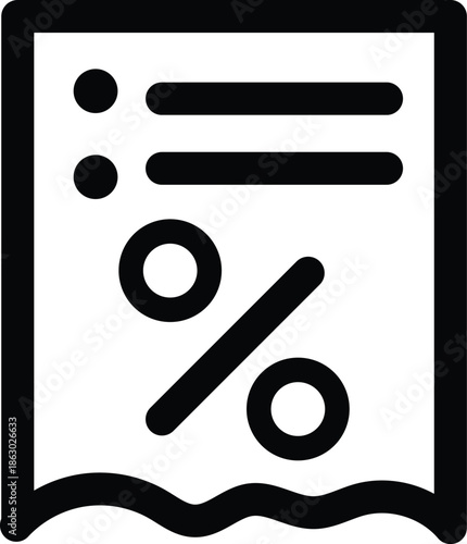 Black and white of a document with percentage symbol