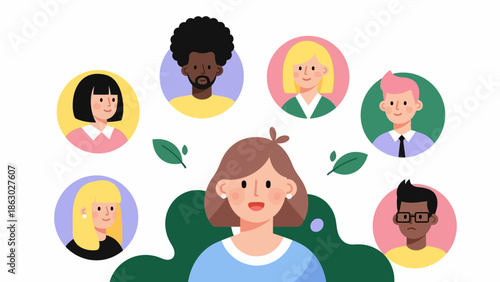 Diverse group of people connecting and collaborating online