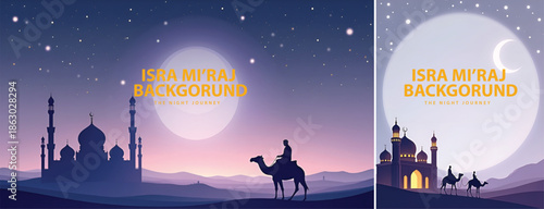 Gradient background islamic isra miraj for poster, flyer, social media template design