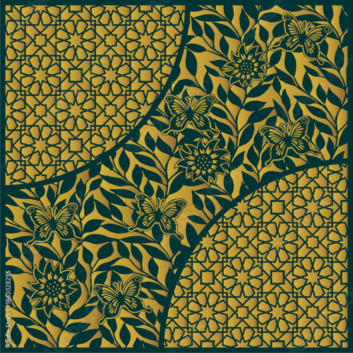 seamless pattern with gold ornament