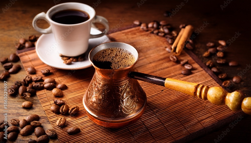 Naklejka premium Cezve Coffee Ritual