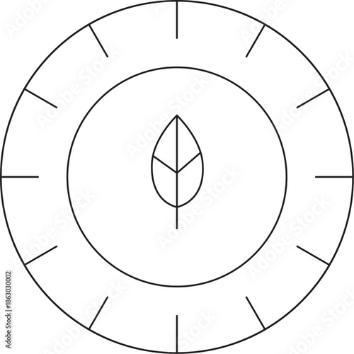 Healthy eating plate with leaf icon shadow