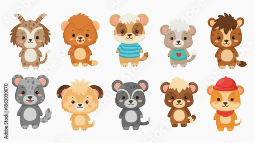 set of cartoon animals