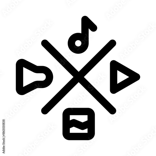 Audio Video Gallery Sound Modern Line Icon. Professional minimal vector symbol representing multimedia media playback and digital content.