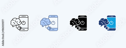 Unplug Brain Multiple Icon Illustration Vector