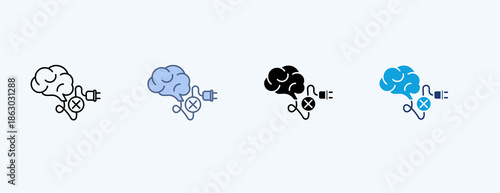 Unplug Brain Multiple Icon Illustration Vector