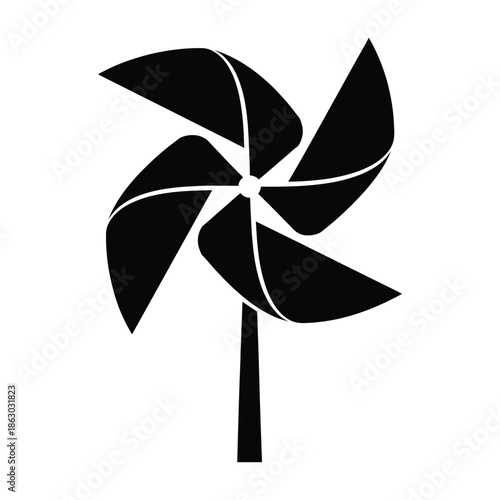 Classic pinwheel toy with four distinct blades creating a captivating rotating effect a simple yet playful design often associated with childhood fun outdoor activities and whimsical charm