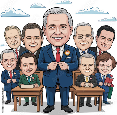 Cute cartoon a illustrator vector Inauguration Day