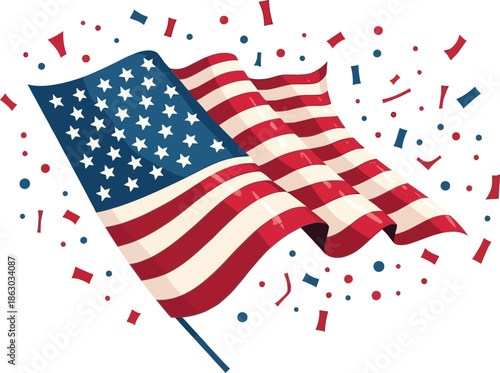 Cute cartoon a illustrator vector Inauguration Day usa flag