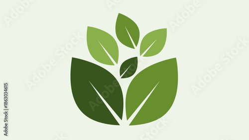 Multiple Overlapping Green Leaves Representing Nature, Ecology, and Organic Concepts on Light Green Background