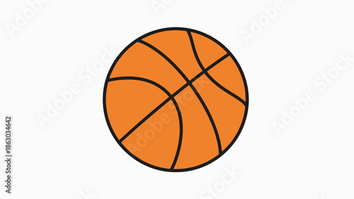 Classic Orange Basketball Ball on Isolated White Background