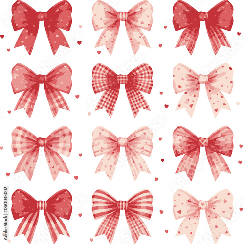 Set of pink ribbon bows