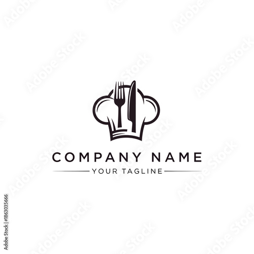 Chef Hat With Fork And Knife Logo Design.