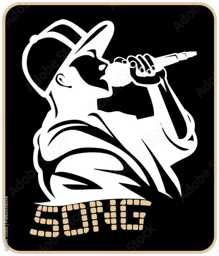 Rapper Singing with Microphone Logo