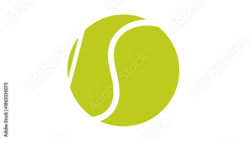 Yellow Green Tennis Ball Icon Isolated White Background, Sports Game Equipment