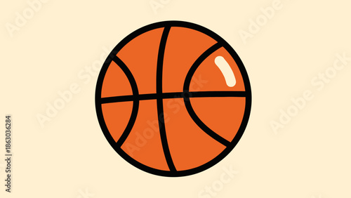 Simple Basketball Icon, Representing Sports and Game on a Light Beige Background