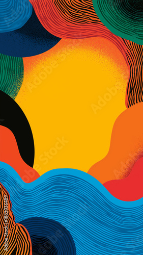 Abstract background celebrating african cultural diversity and heritage, featuring vibrant colors and organic shapes with textured patterns