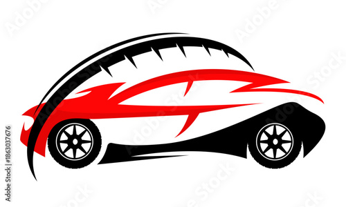 Bold Black Sport Car Profile Graphic