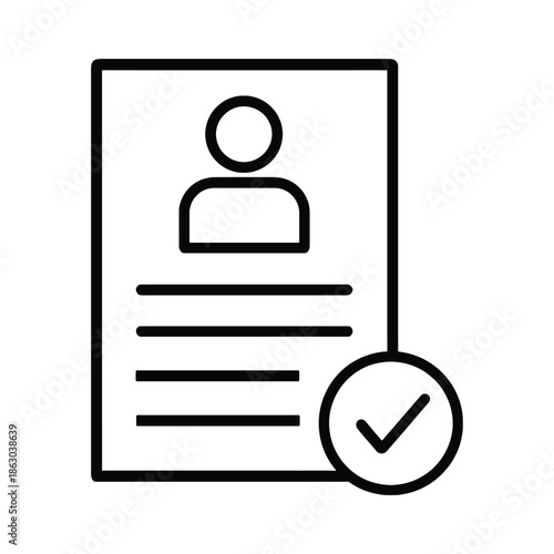 Simple profile icon with checkmark displayed on a document outline