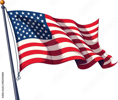 Cute cartoon a illustrator vector Inauguration Day usa flag