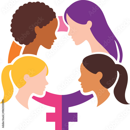 Women unity and equality concept flat vector
