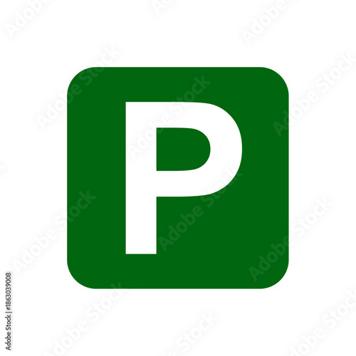 緑の四角に白いPが描かれたパーキングを示すシンプルな標識アイコン