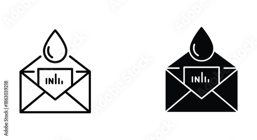 Email with oil drop icon in two different style