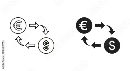 Currency exchange cycle between euro and dollar