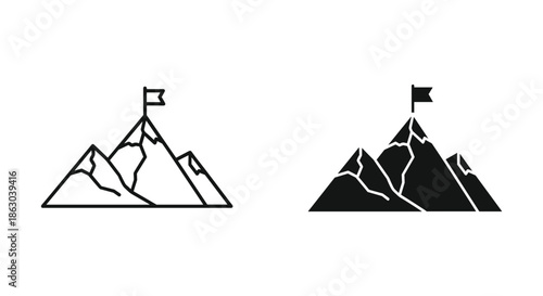 Mountain peak with flag illustration