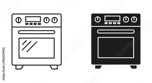 Simple line art illustration of modern electric oven