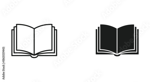 Simple line icons of open books in different colors