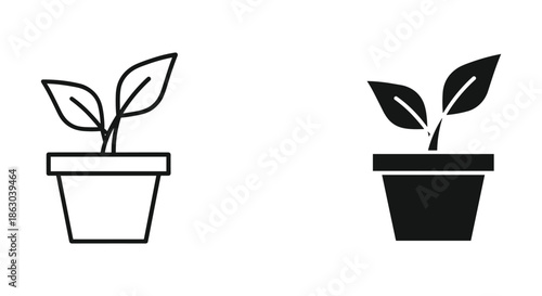 Simple plant icons in pots