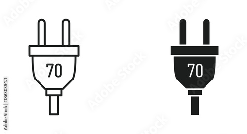 Electric plug with 70 label in different colors