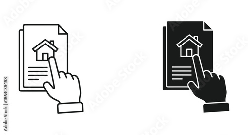 Hand signing property document icon