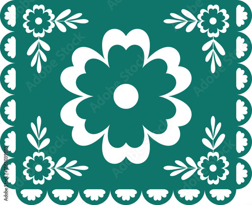 Mexican papel picado paper vector template. Isolated vector illustration.