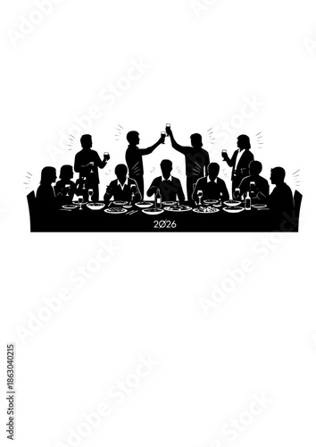 Human Connection Silhouette for Social Gathering and Community Dining Trend 2026 Shared Meals and Hospitality Wellness Lifestyle Concept Vector