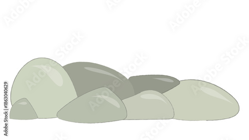 Flat vector illustration of connected stones forming small wall fence or obstacle for design use