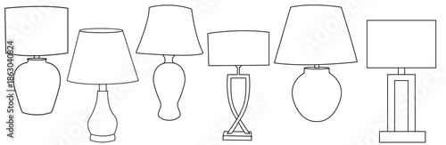 Minimal lamp light line art vector assets for interior design and graphic design