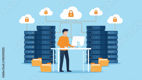 IT professional managing secure cloud computing and data center infrastructure