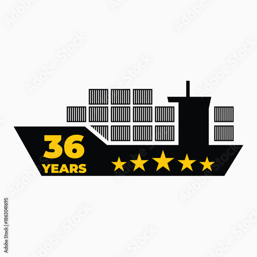 Fotografie Thirty Six Year Shipping Experience Cargo Ship Icon