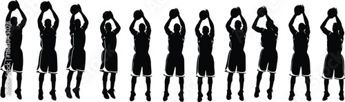 Silhouettes of twelve hospitality staff including chefs and waiters in uniforms, holding trays, utensils, and bottles, representing restaurant service roles