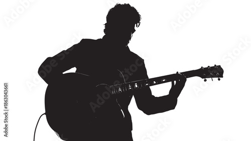 Musician Playing Guitar Silhouette