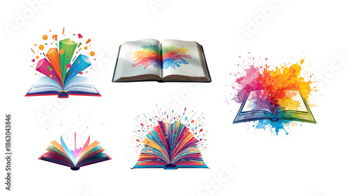 vector illustration of a set of colorful book
