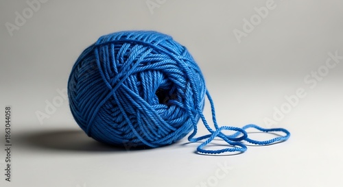 Blue Yarn Ball - A Close-Up of Knitting Material.