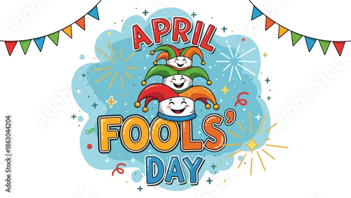 Delightful April Fools' Day Celebration Vector Illustration with Jokers and Festive Decoration