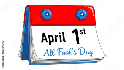 Colorful Calendar Vector Illustration for April Fool's Day Celebration and Humorous Pranks, Adding