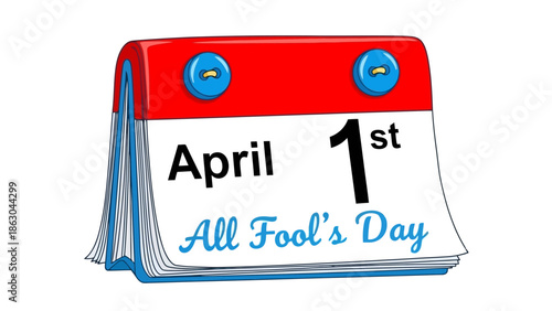 Cartoon Calendar Illustration of April 1st for All Fool's Day Celebration, a day for tricks