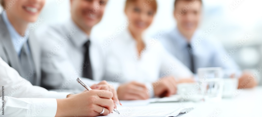 Fototapeta premium Businessman partnership agreement at meeting Success business teamwork. Generative AI technology.